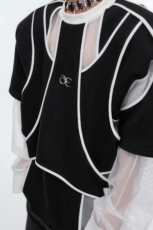 Deconstructed Split Hoodie - Heavyweight Metal Trim with Shoulder Pads - 4inme