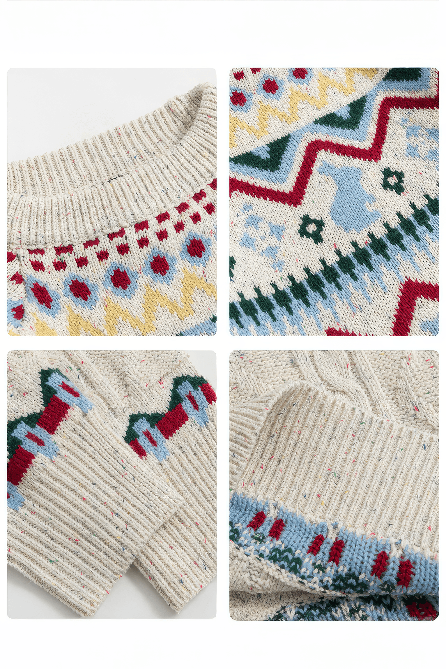 Fair Isle Red Holiday Knit Sweater - Cozy Oversized Pullover for Festive Vibes - 4inme