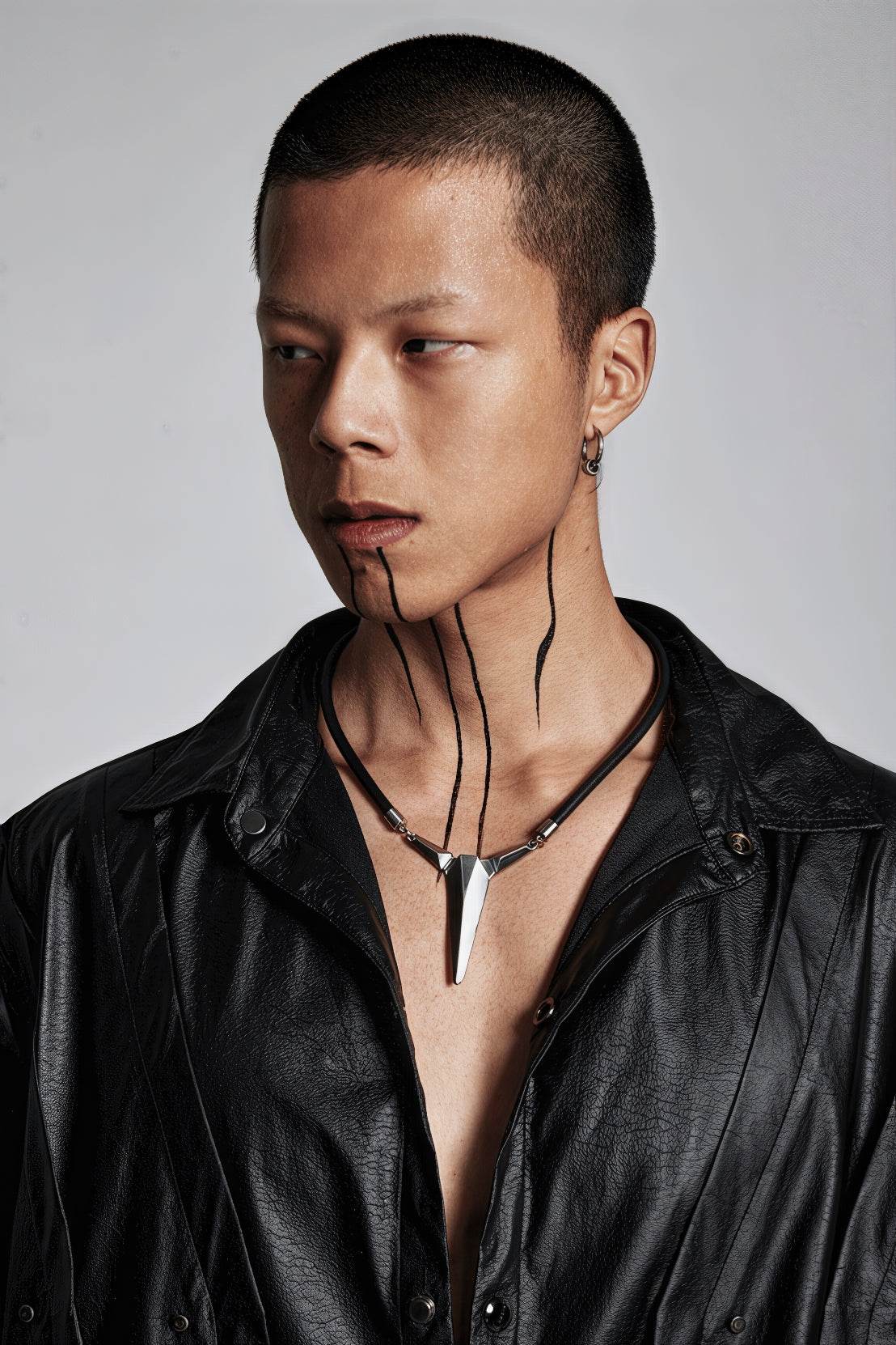 Geometric Zircon Pendant Necklace - Leather Cord Design - 4inme