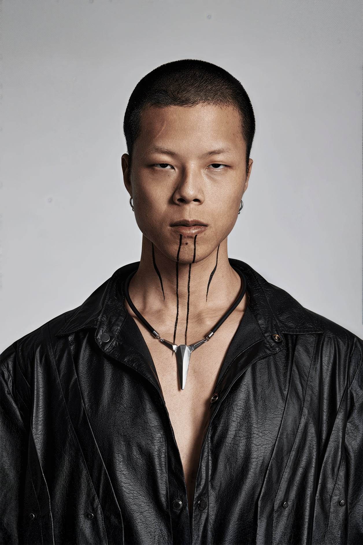 Geometric Zircon Pendant Necklace - Leather Cord Design - 4inme