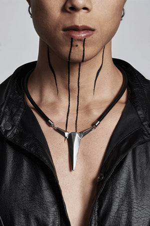 Geometric Zircon Pendant Necklace - Leather Cord Design - 4inme