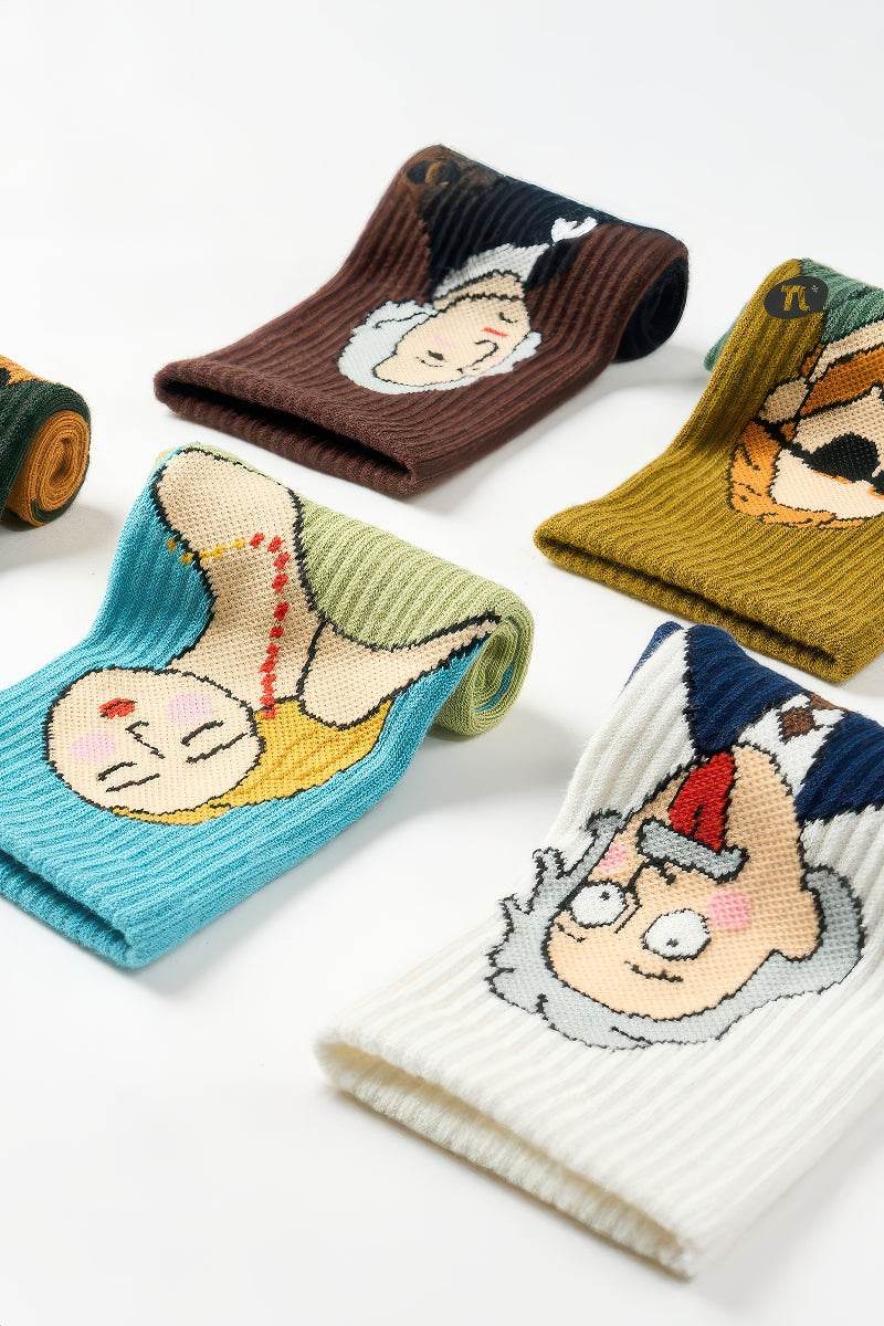 Unisex Graphic Crew Socks - Whimsical Print Cotton Mid-Calf Athletic Socks - 4inme