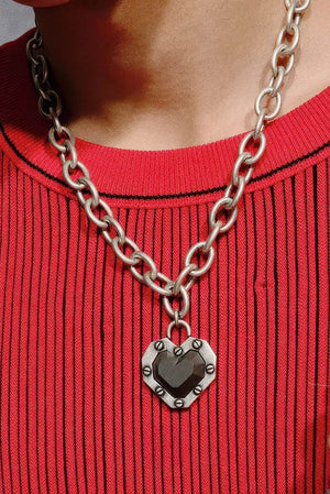 Concrete Heart Necklace – Unisex Grey Diamond Style - 4inme