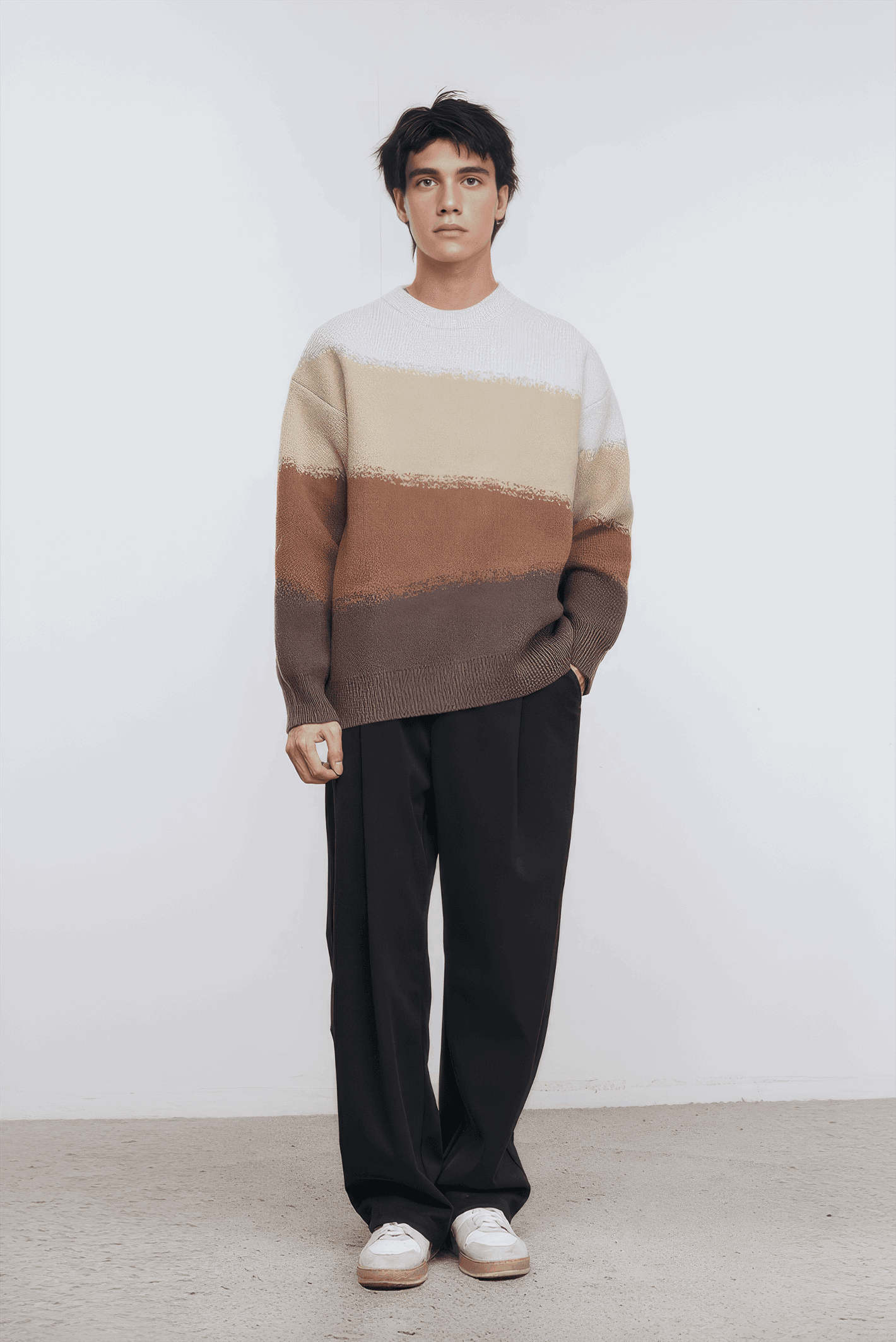 Heavy Knit Colorblock Sweater - 4inme