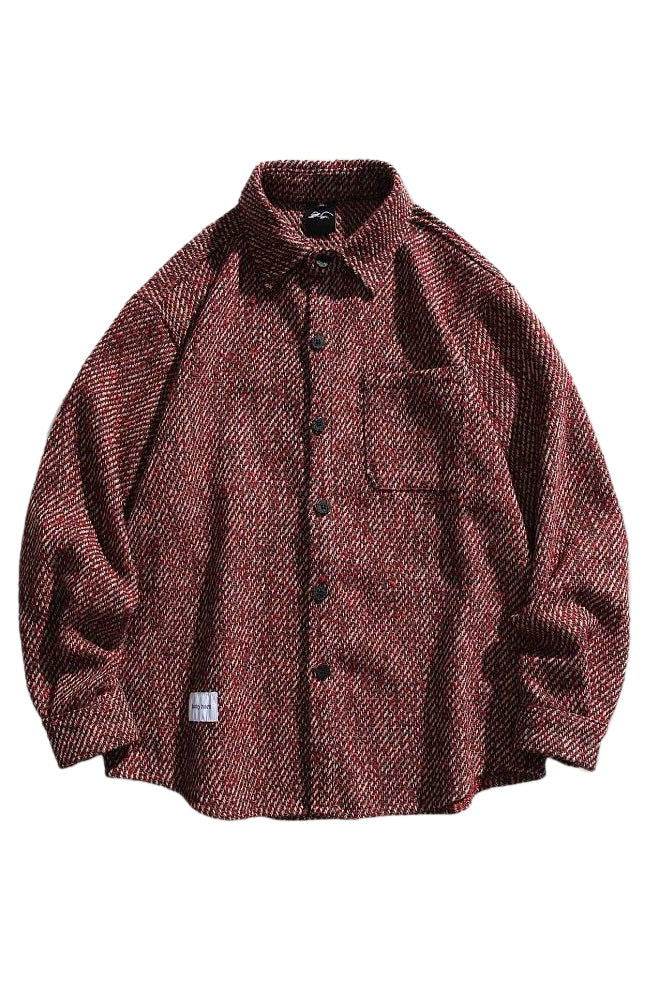 Loose Fit Wool Shirt Jacket for Men – Japanese Retro Style - 4inme
