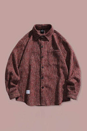 Loose Fit Wool Shirt Jacket for Men – Japanese Retro Style - 4inme