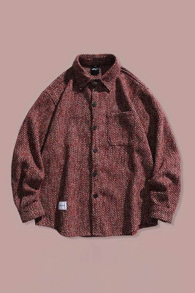 Loose Fit Wool Shirt Jacket for Men – Japanese Retro Style - 4inme