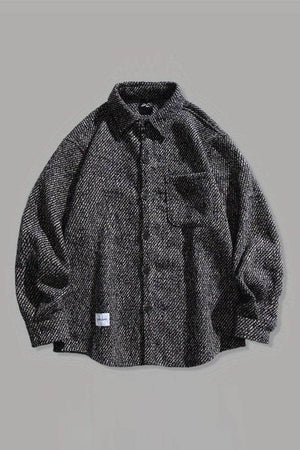 Loose Fit Wool Shirt Jacket for Men – Japanese Retro Style - 4inme
