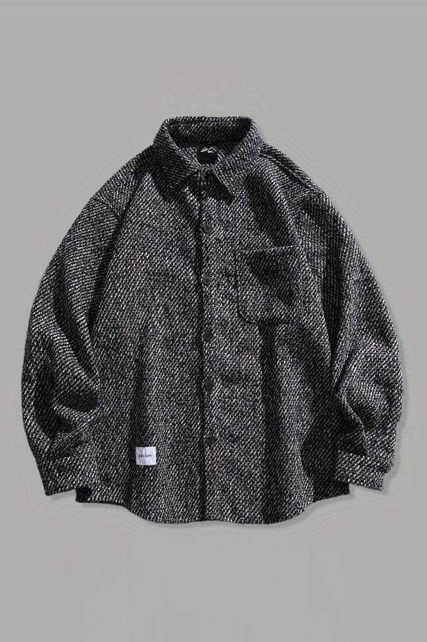 Loose Fit Wool Shirt Jacket for Men – Japanese Retro Style - 4inme