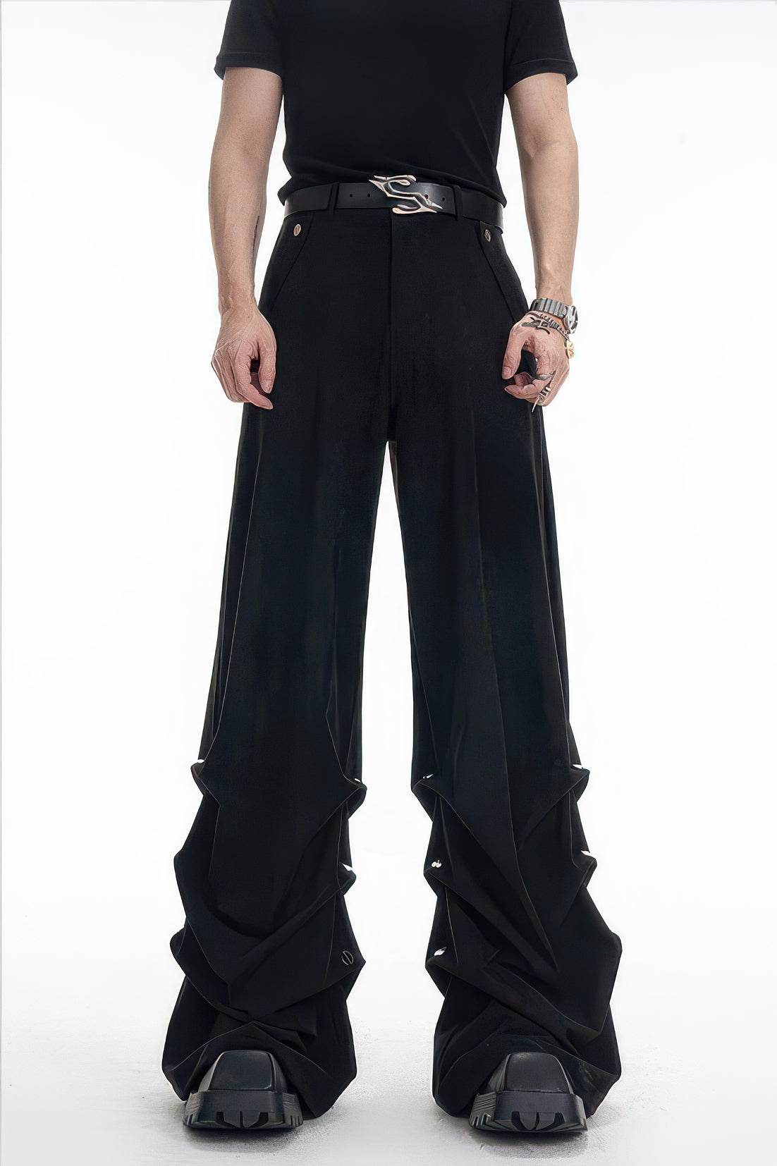 Men's Black Suede Short Jacket - Spring Crinkle Sleeve Coat - 4inme