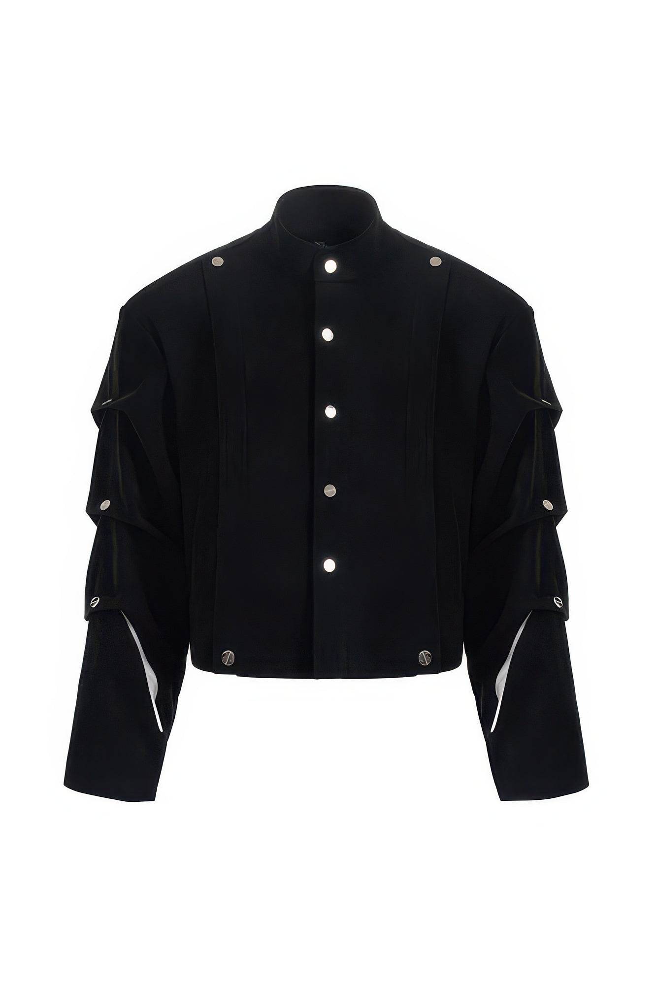 Men's Black Suede Short Jacket - Spring Crinkle Sleeve Coat - 4inme