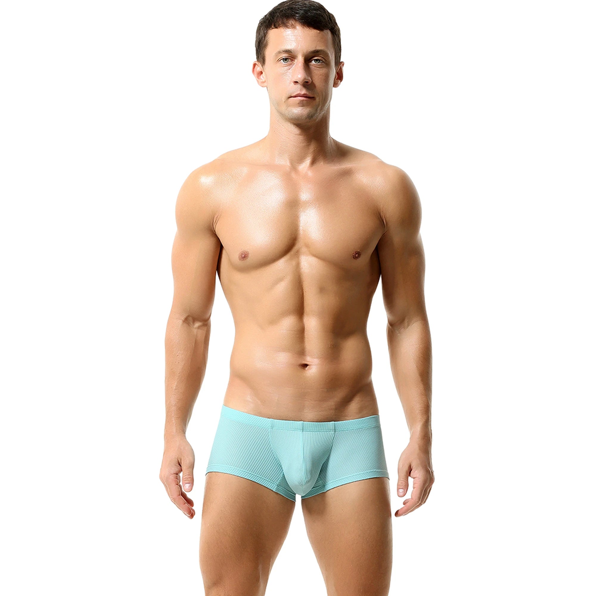 Men’s Breathable Solid Color Boxer Briefs - 4inme