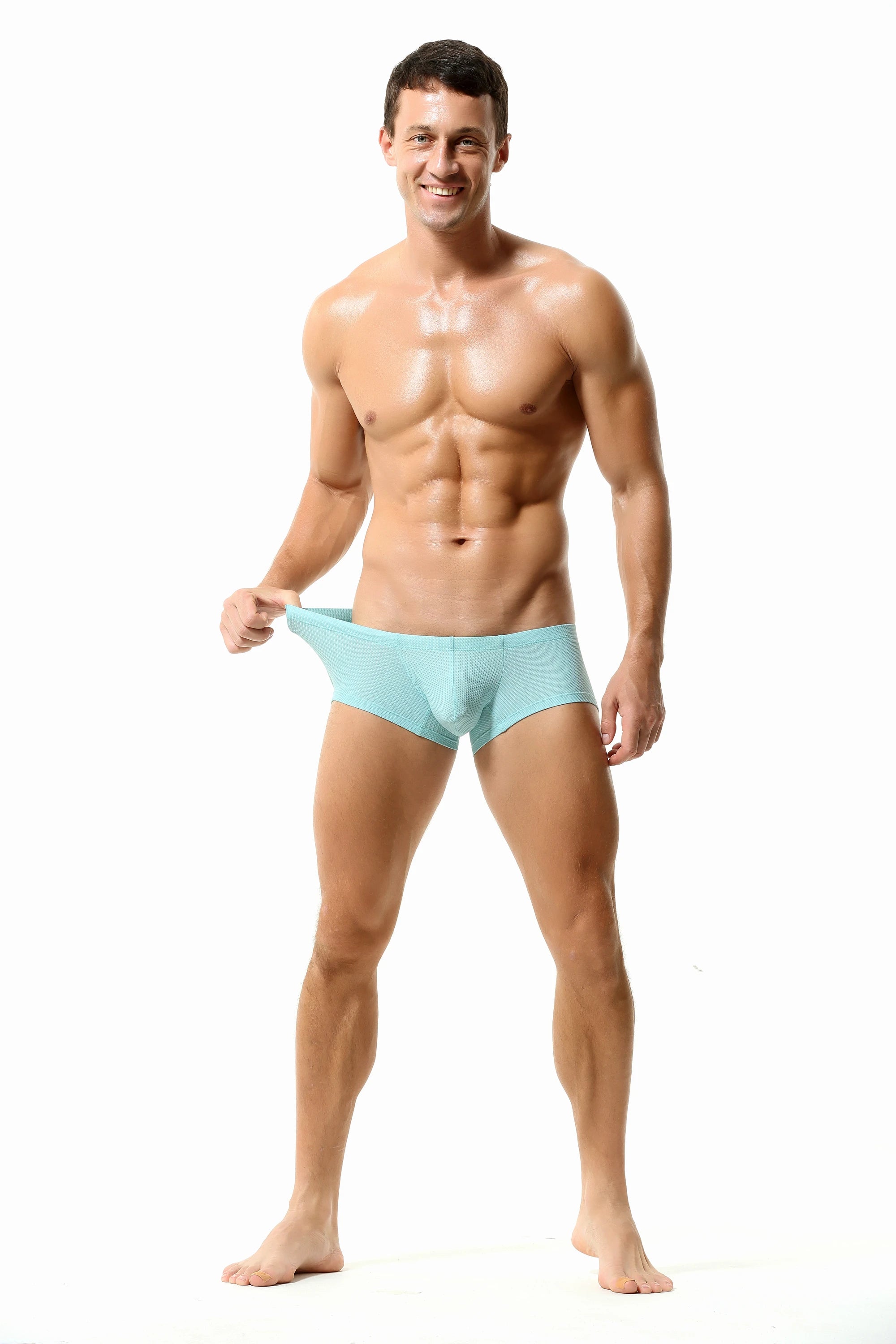 Men’s Breathable Solid Color Boxer Briefs - 4inme