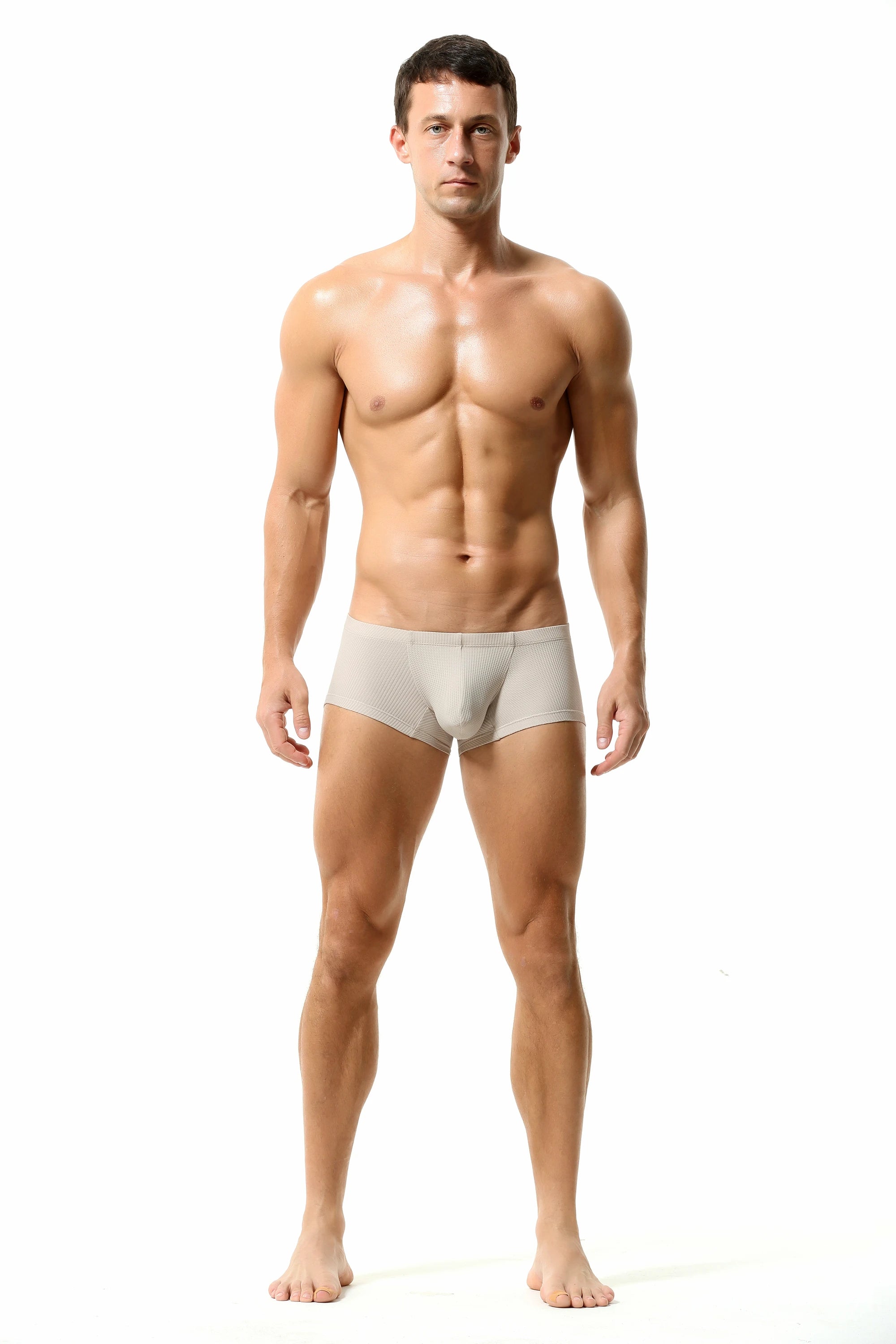 Men’s Breathable Solid Color Boxer Briefs - 4inme