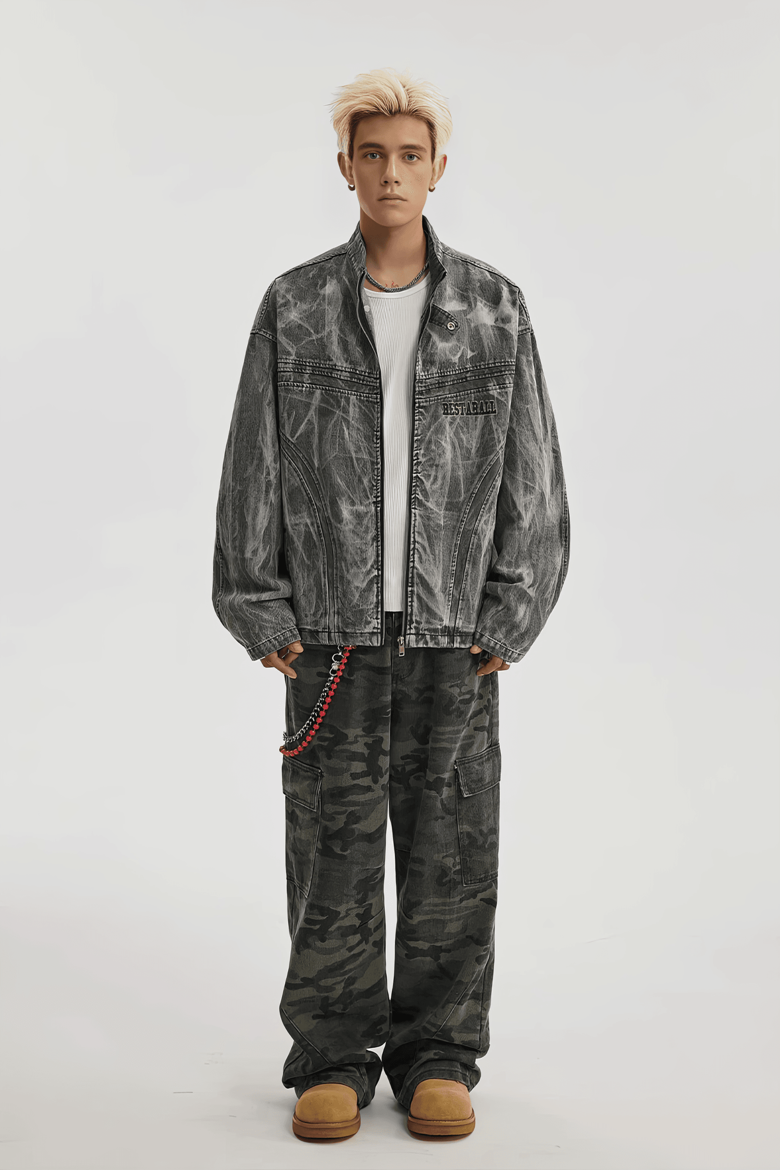 Winter Loose Graffiti Denim Jacket – Distressed & Motorcycle Style - 4inme