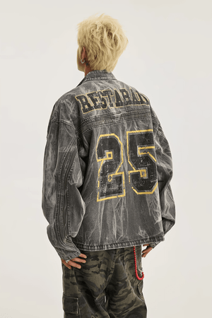 Winter Loose Graffiti Denim Jacket – Distressed & Motorcycle Style - 4inme