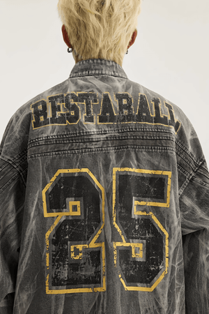 Winter Loose Graffiti Denim Jacket – Distressed & Motorcycle Style - 4inme