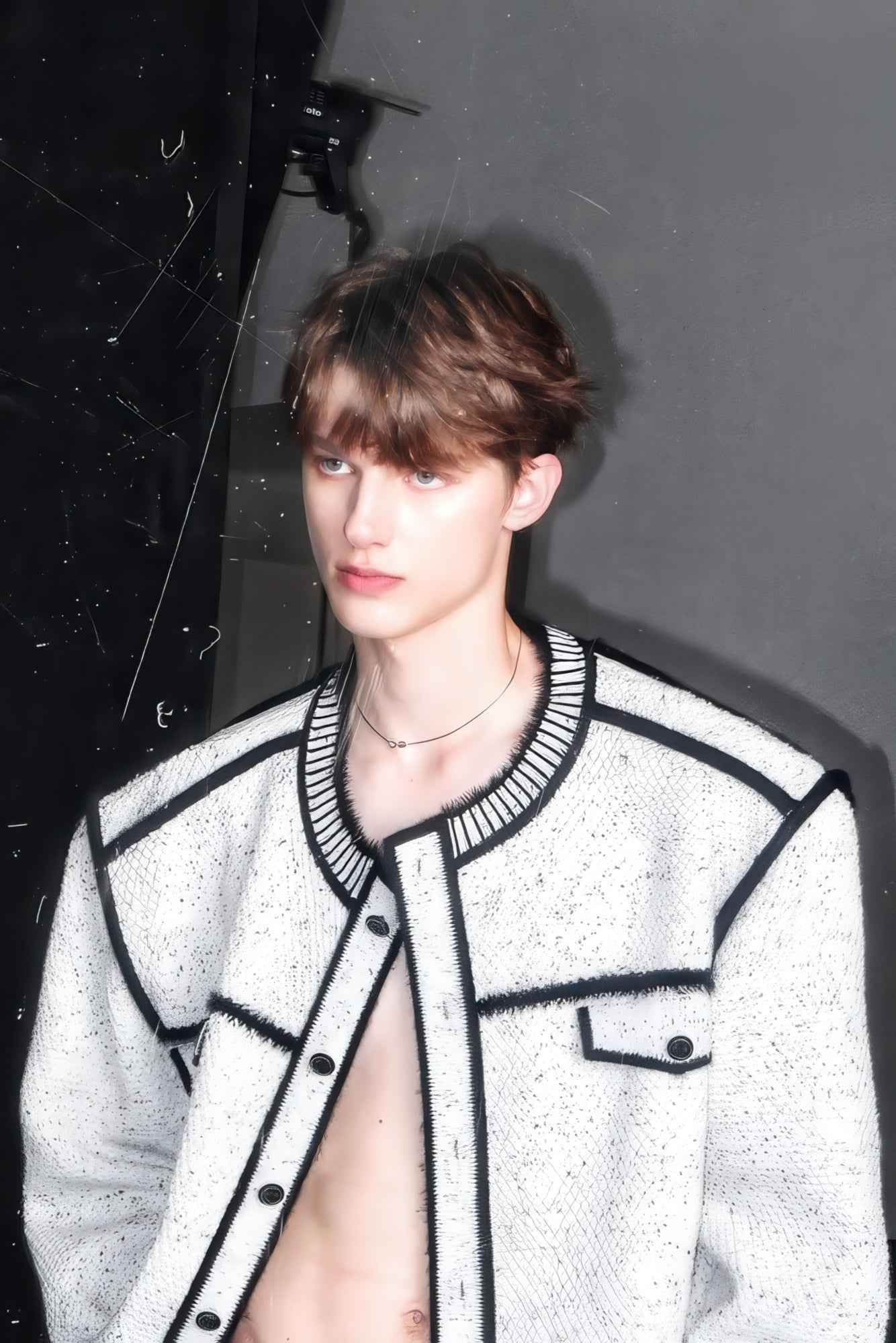 Knitted Sweater Jacket with Mark Pen Design - 4inme