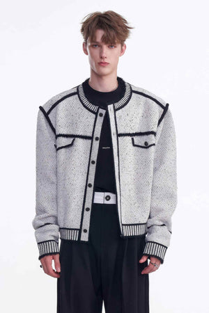 Knitted Sweater Jacket with Mark Pen Design - 4inme