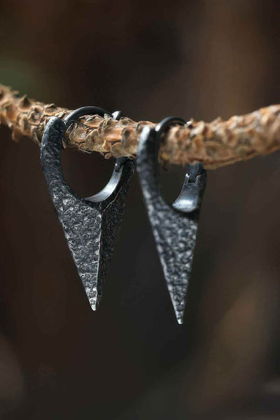 Neutral Black Rock Texture Geometric Ear Stud Earrings - 4inme