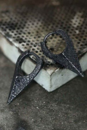 Neutral Black Rock Texture Geometric Ear Stud Earrings - 4inme