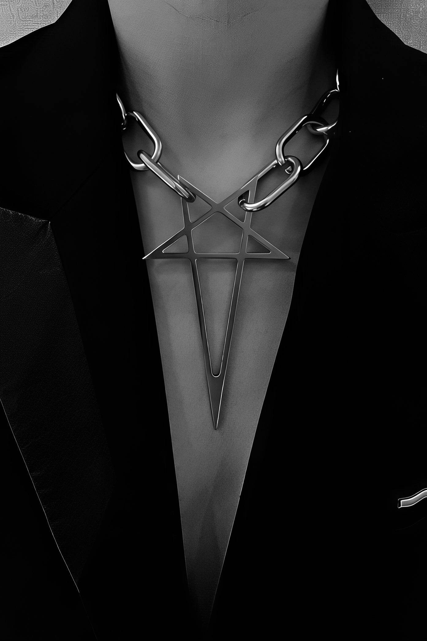 Pentagram Chain Necklace - Unisex Gothic Metal Statement Piece - 4inme