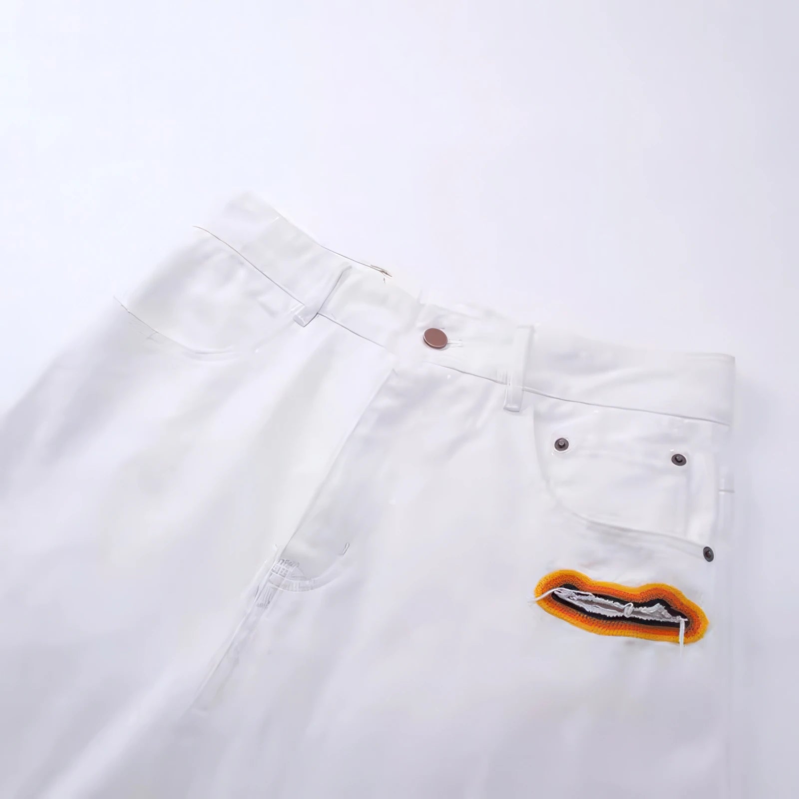 Flame Burnout Distressed Denim Jeans – Bold, Street Style Design - 4inme