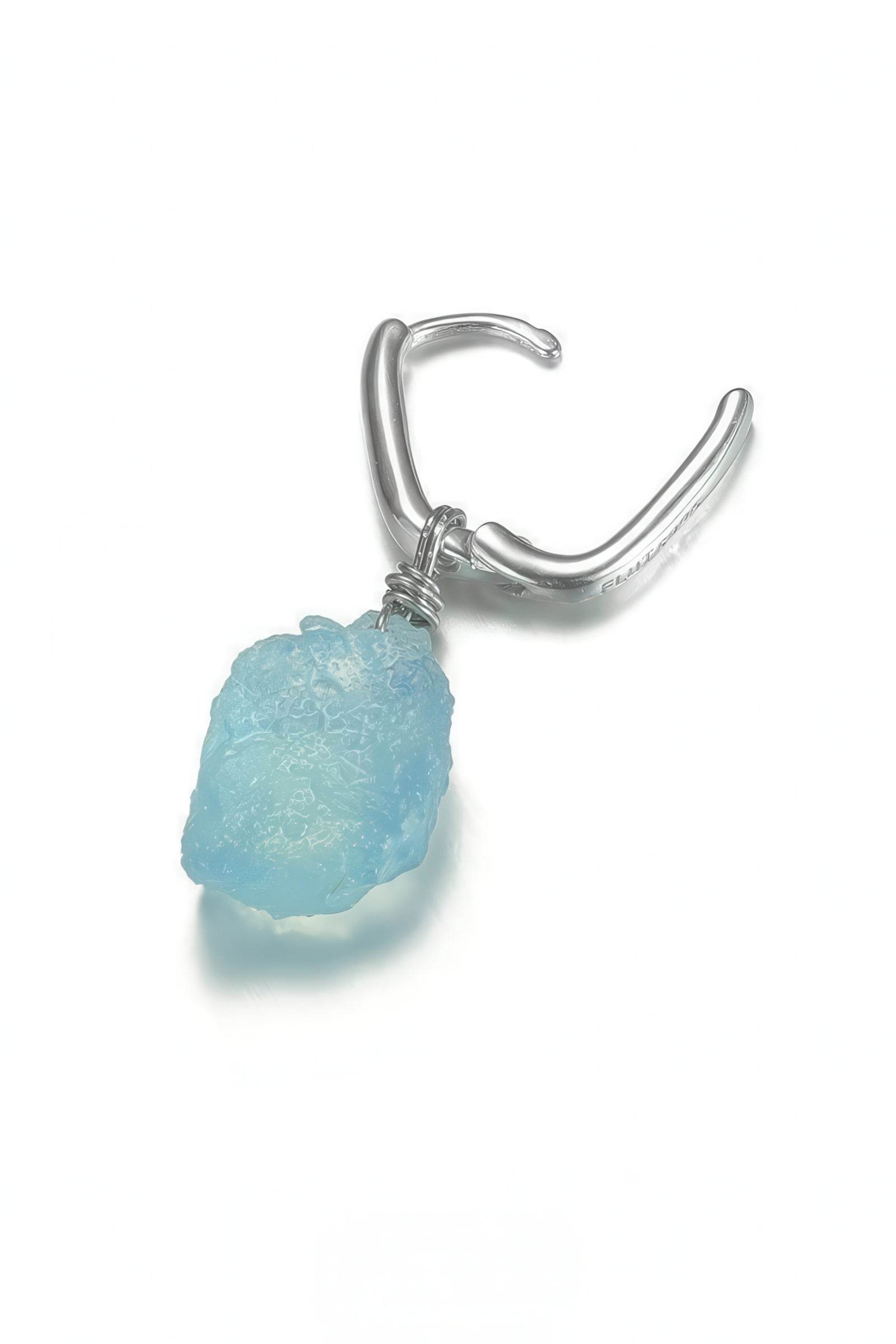 Raw Aquamarine Drop Earrings - Unique Blue Stone Design - 4inme