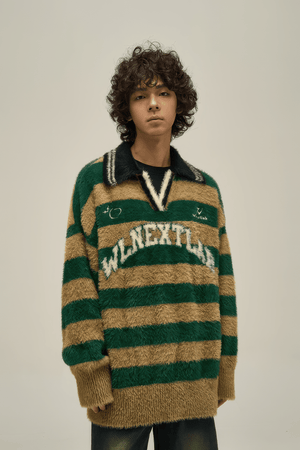 Retro American Style Oversized Knit Sweater for Couples - Winter Cozy Wear - 4inme