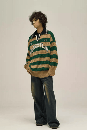 Retro American Style Oversized Knit Sweater for Couples - Winter Cozy Wear - 4inme