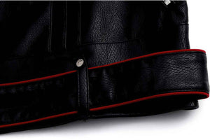 Short Deconstructed Biker Leather Jacket - Pleated Spine and Heavy Stitching - 4inme