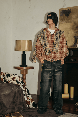 Tie-Dye Hoodie - Half-Zip Belted Checkered Loungewear - 4inme