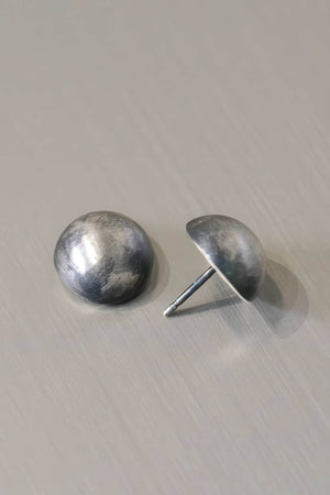 Vintage Dimensional Earrings - Distressed Double-Sided Hemisphere Studs - 4inme