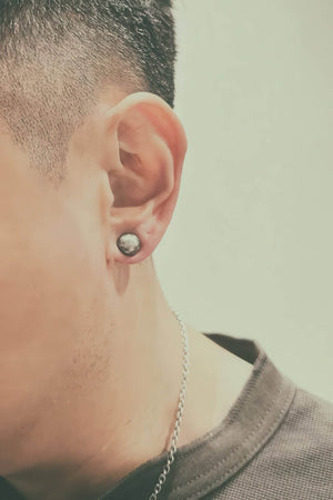 Vintage Dimensional Earrings - Distressed Double-Sided Hemisphere Studs - 4inme