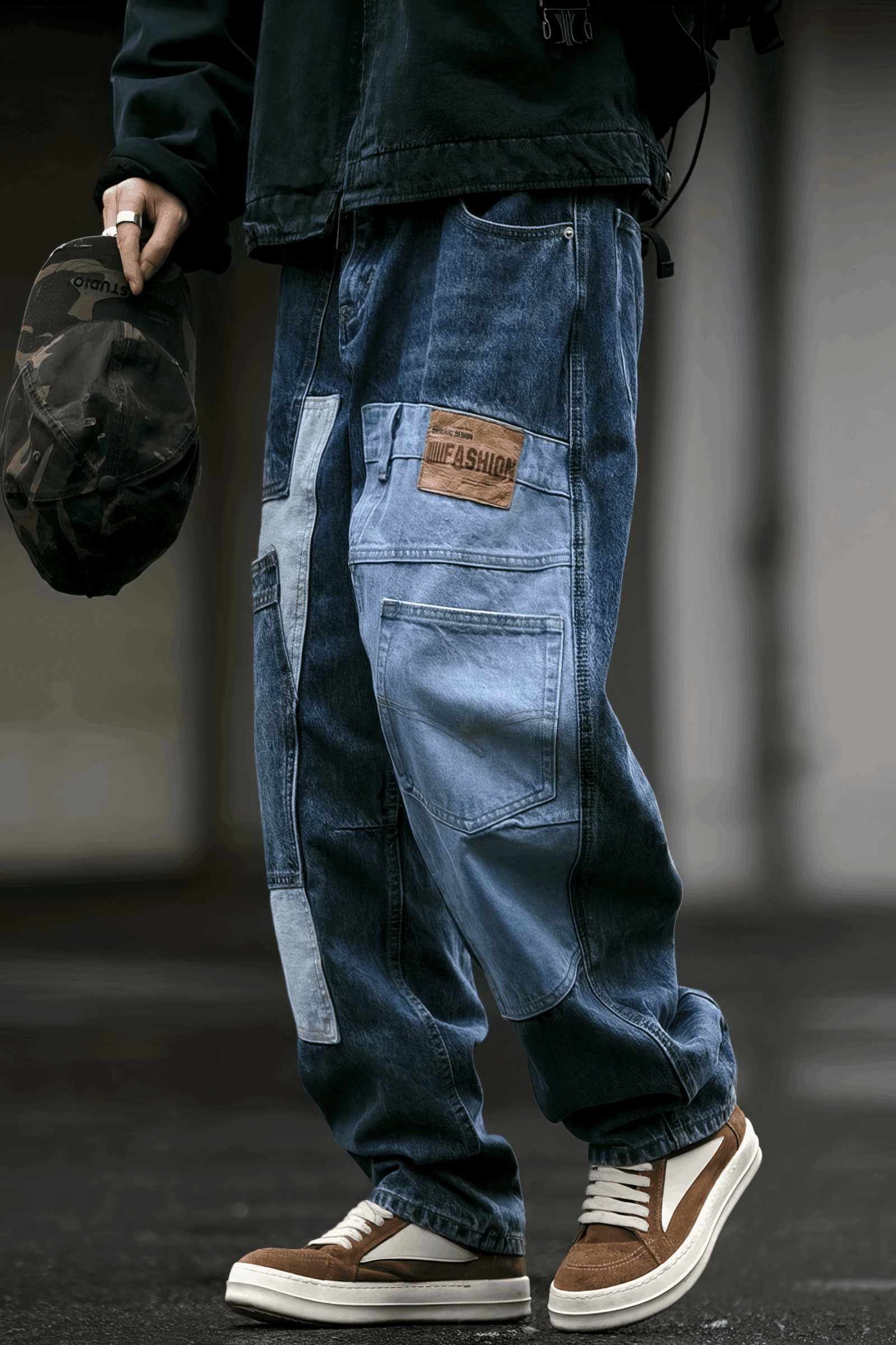 Vintage Washed 15oz Denim Cargo Pants – Loose Fit - 4inme