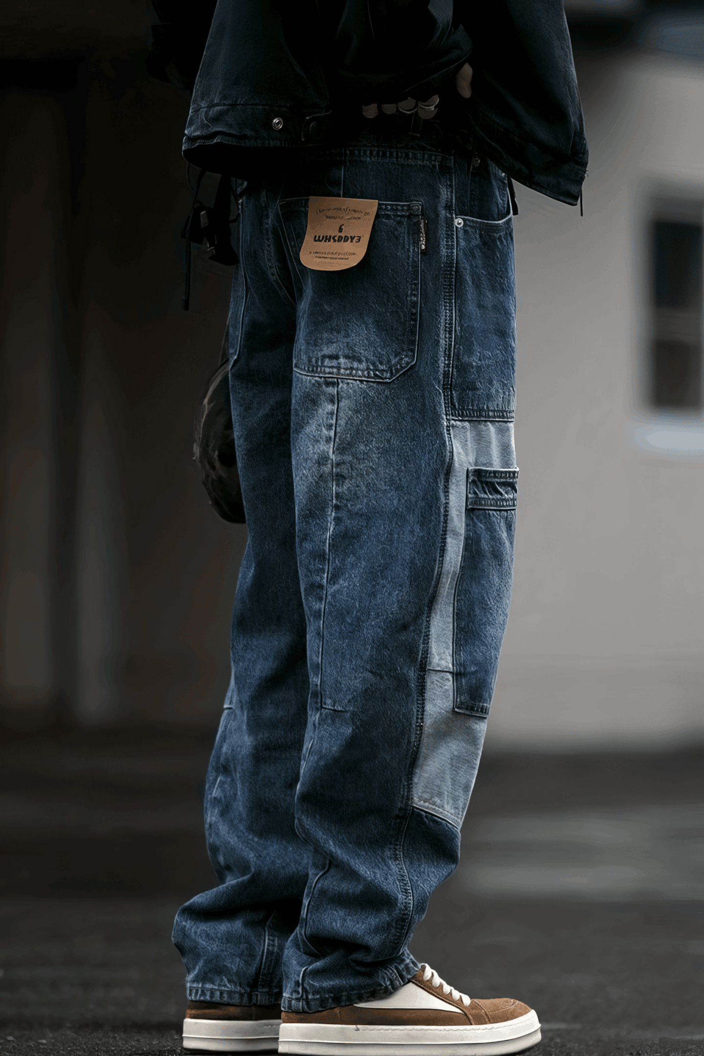 Vintage Washed 15oz Denim Cargo Pants – Loose Fit - 4inme