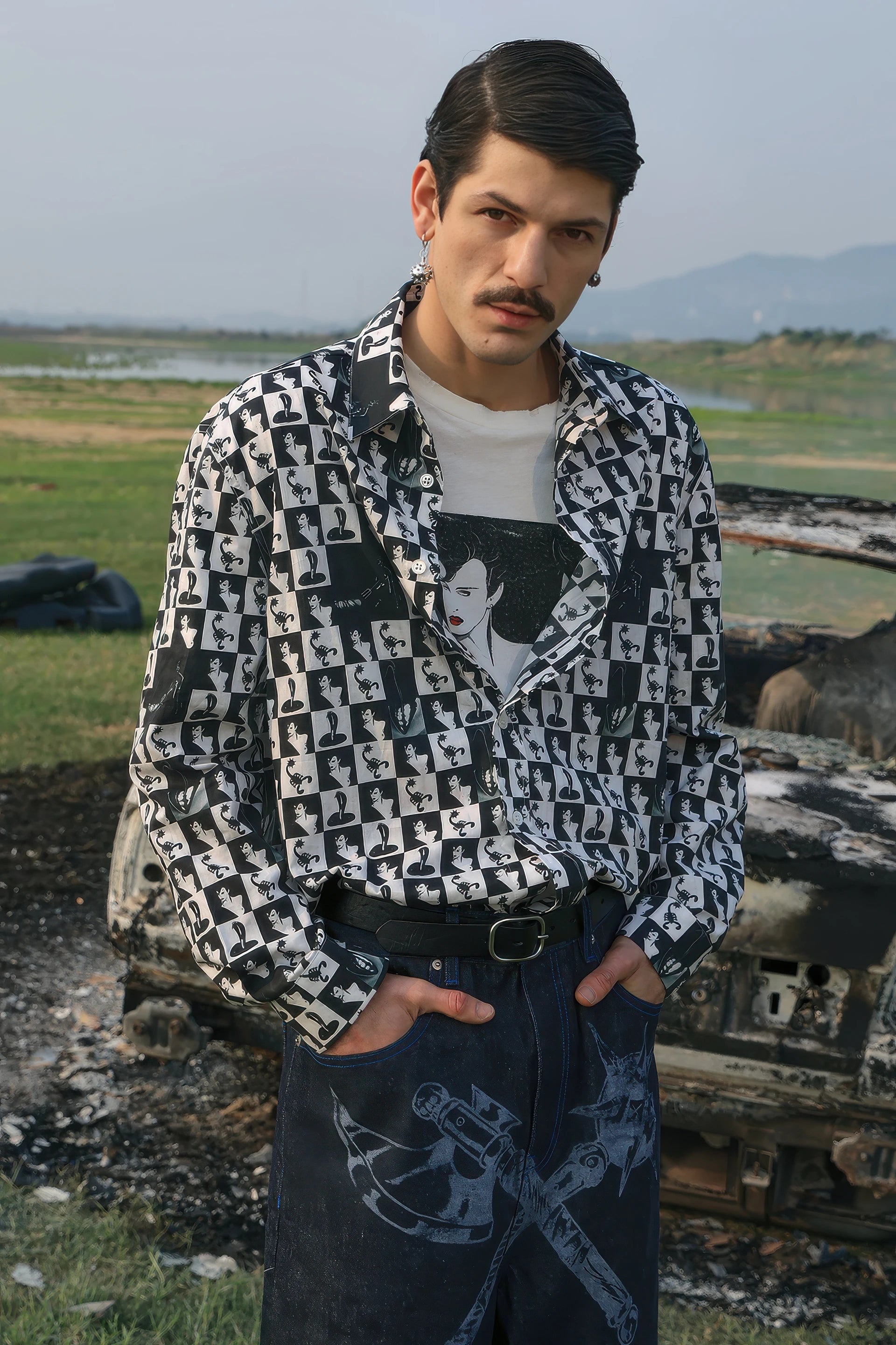 Warrior Chain Ball Earrings – Edgy & Unisex Statement Piece (Pair) - 4inme