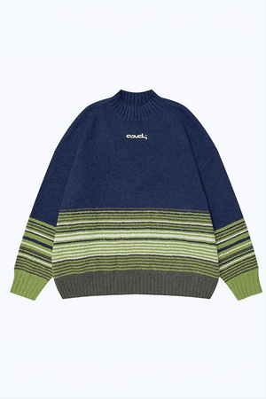 Winter Color-Block Knit Sweater with Embroidery – Cozy and Warm - 4inme