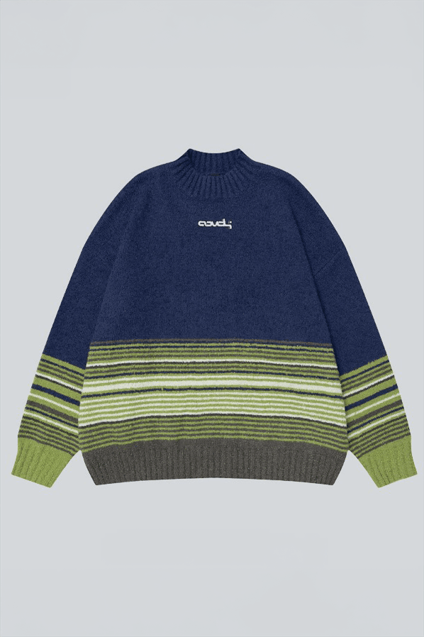 Winter Color-Block Knit Sweater with Embroidery – Cozy and Warm - 4inme