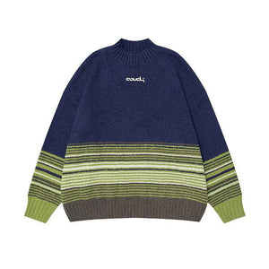 Winter Color-Block Knit Sweater with Embroidery – Cozy and Warm - 4inme