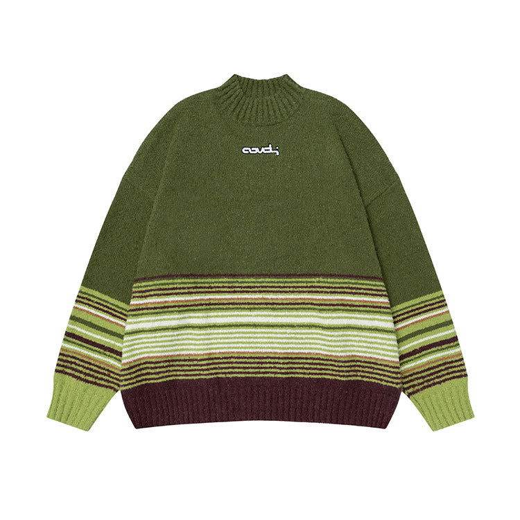 Winter Color-Block Knit Sweater with Embroidery – Cozy and Warm - 4inme