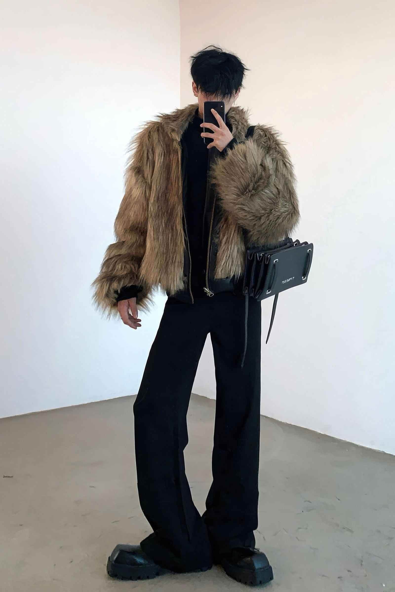 Winter Fashionable PU Leather Jacket for Men with Faux Fur, Reversible Design - 4inme