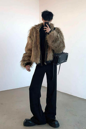 Winter Fashionable PU Leather Jacket for Men with Faux Fur, Reversible Design - 4inme