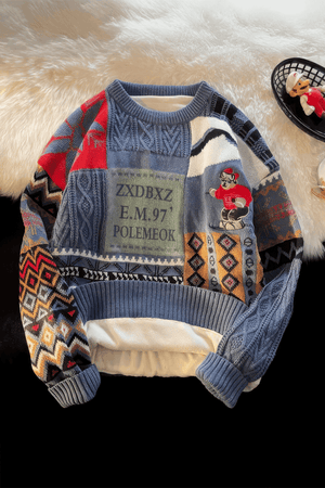 Winter Men’s Heavy Knit Sweater – Fleece Lined, Loose Fit - 4inme