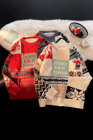 Winter Men’s Heavy Knit Sweater – Fleece Lined, Loose Fit - 4inme