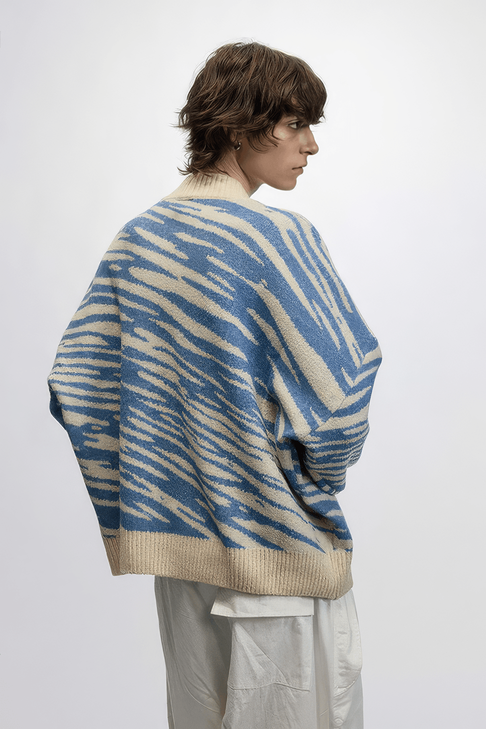 Winter Retro Zebra Knit Sweater – Embroidered Crew Neck for Couples - 4inme