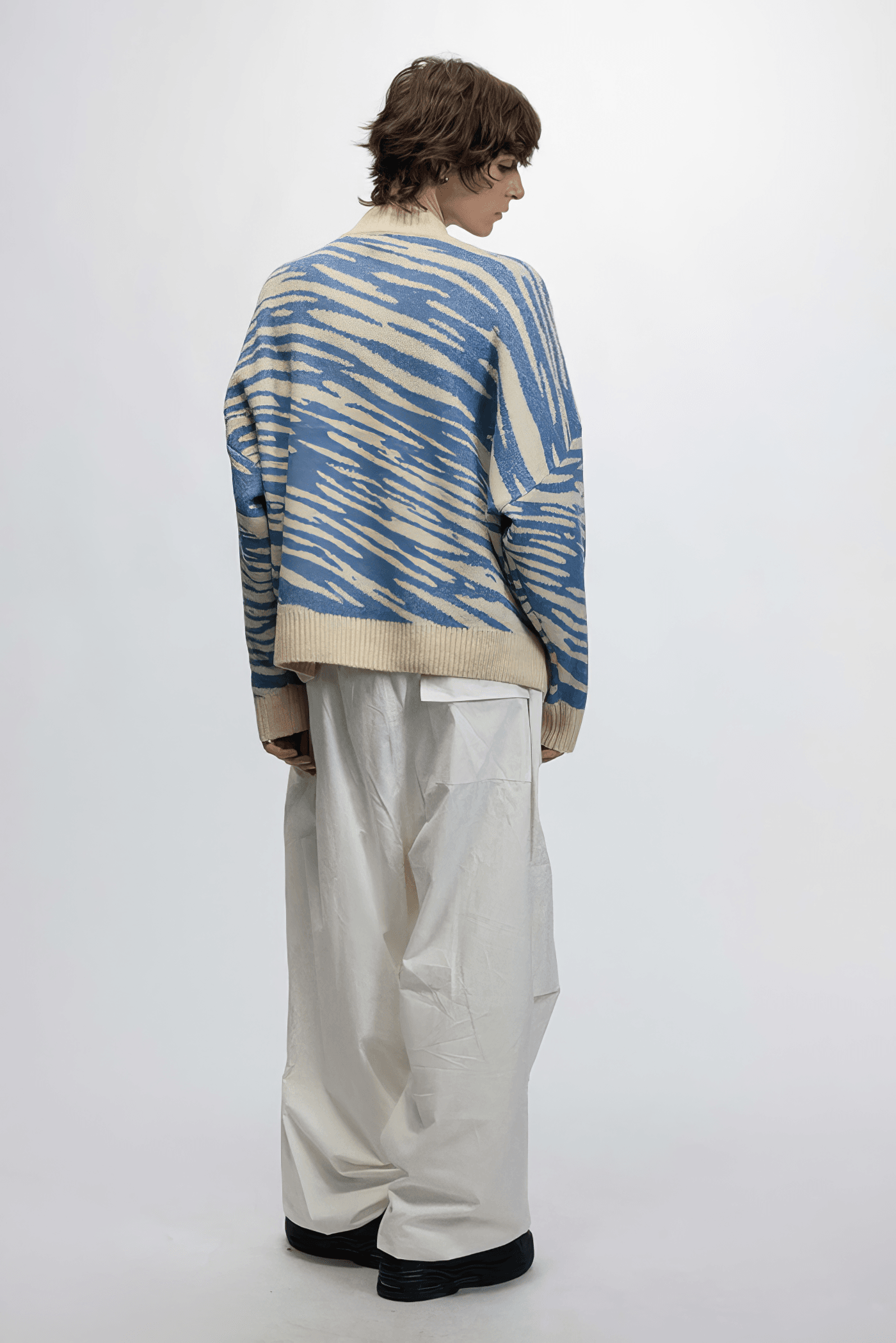 Winter Retro Zebra Knit Sweater – Embroidered Crew Neck for Couples - 4inme