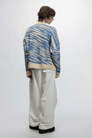 Winter Retro Zebra Knit Sweater – Embroidered Crew Neck for Couples - 4inme