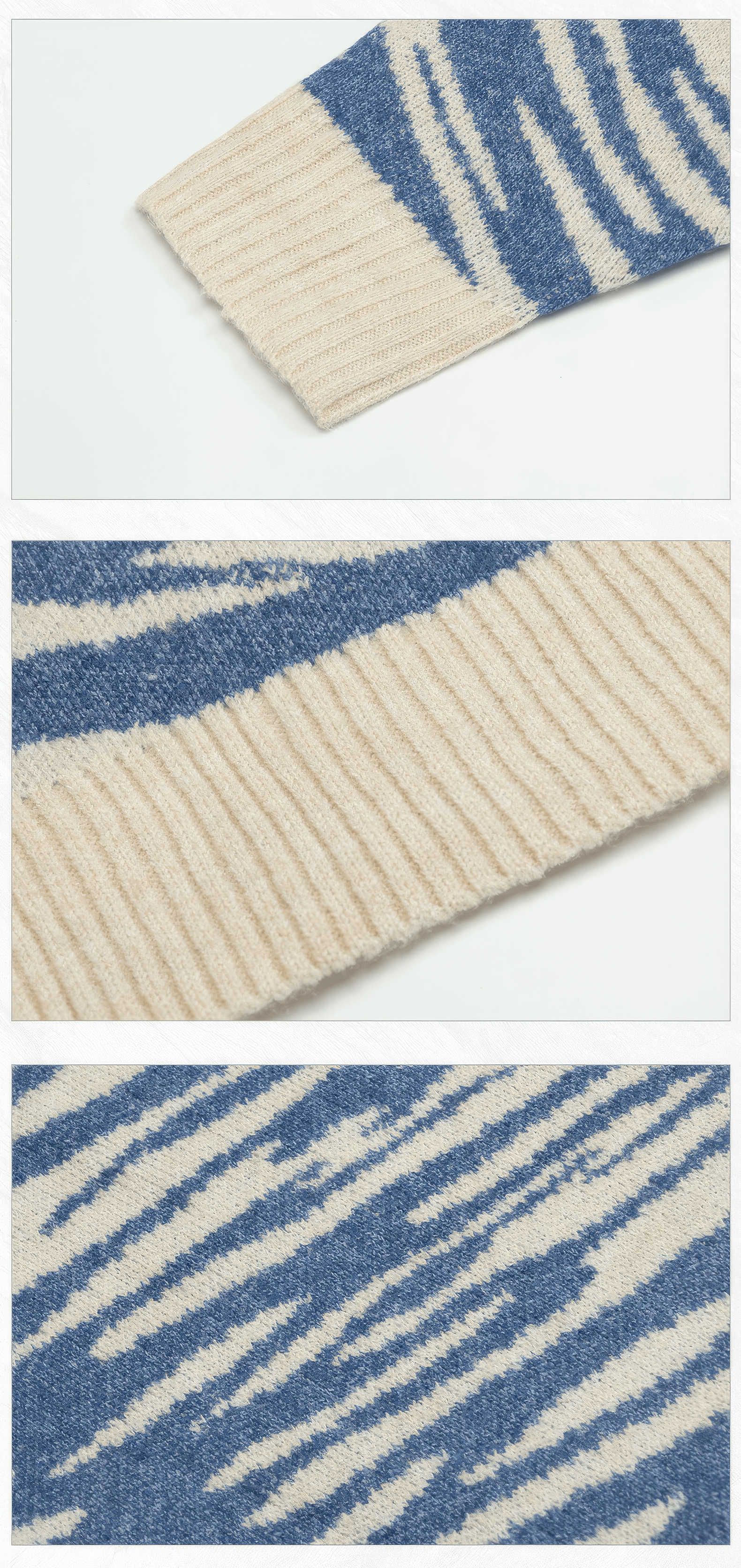 Winter Retro Zebra Knit Sweater – Embroidered Crew Neck for Couples - 4inme