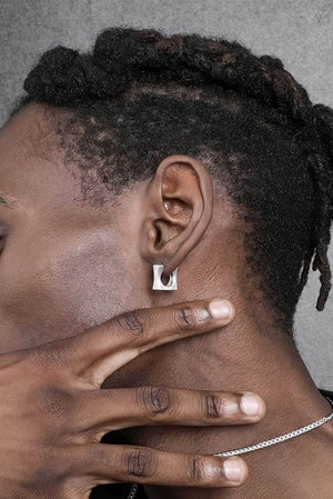 Men's Square Sterling Silver Earrings - Trendy Minimalist Design - 4inme